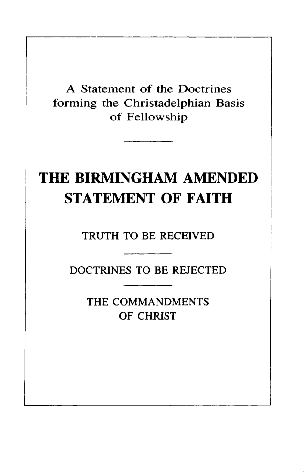 Birmingham Amended Statement of Faith