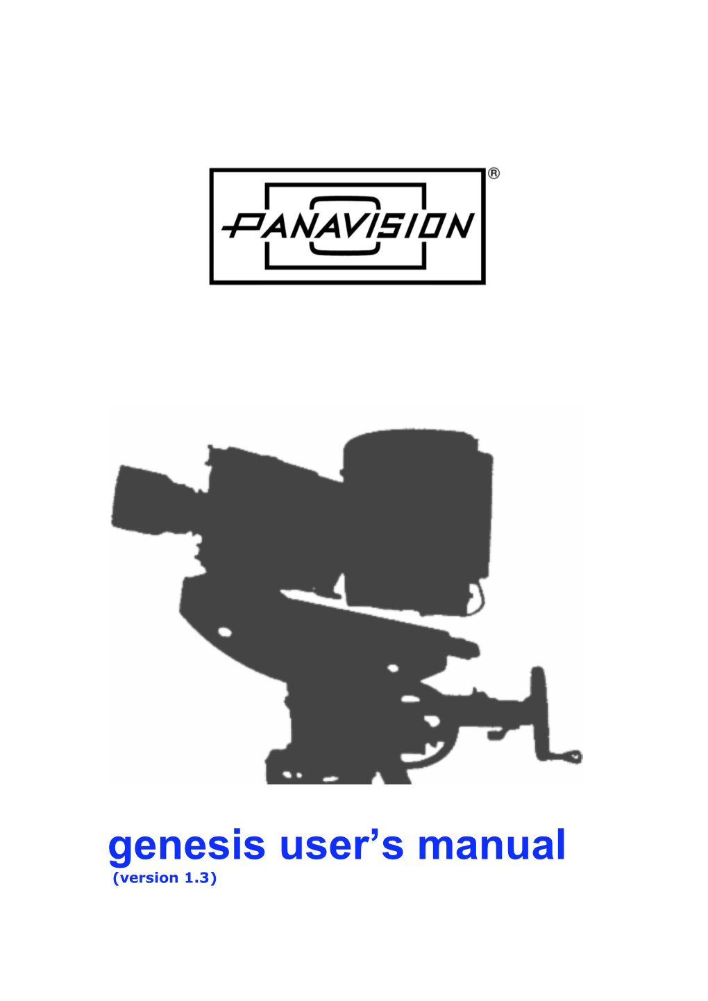 Panavision Genesis User Manual
