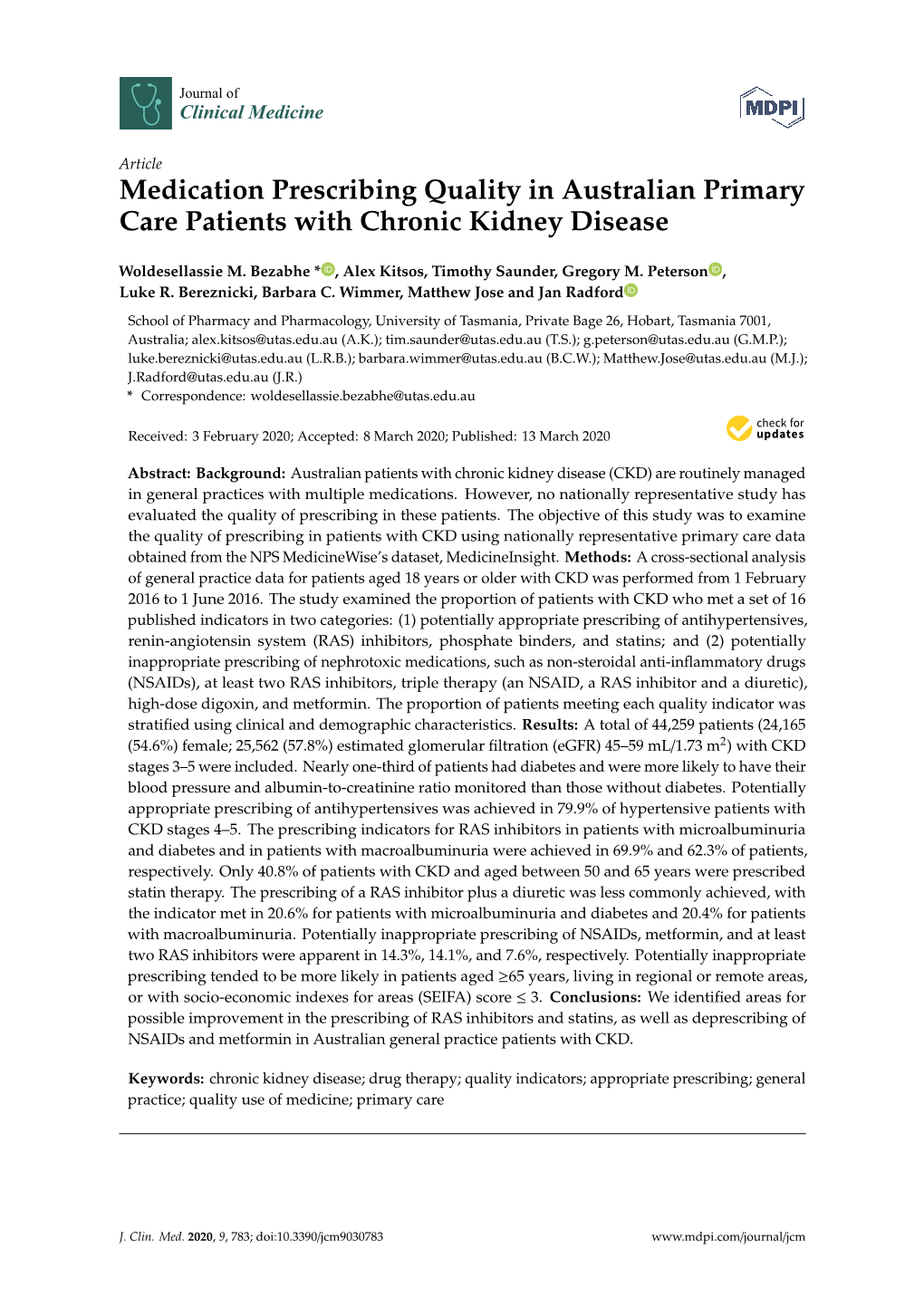 Medication Prescribing Quality in Australian Primary Care Patients with Chronic Kidney Disease