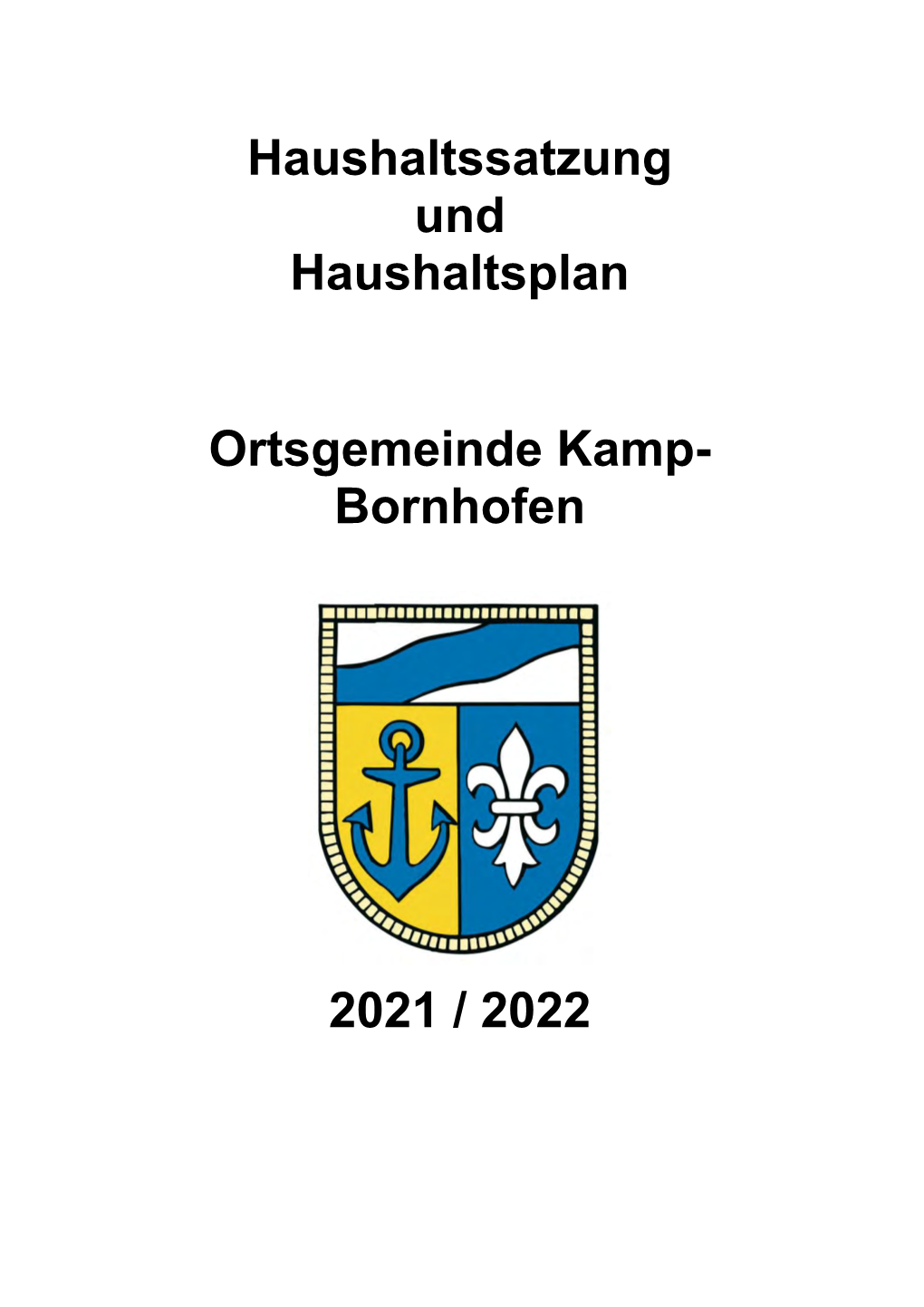 Haushaltssatzung Und Haushaltsplan 2021 / 2022