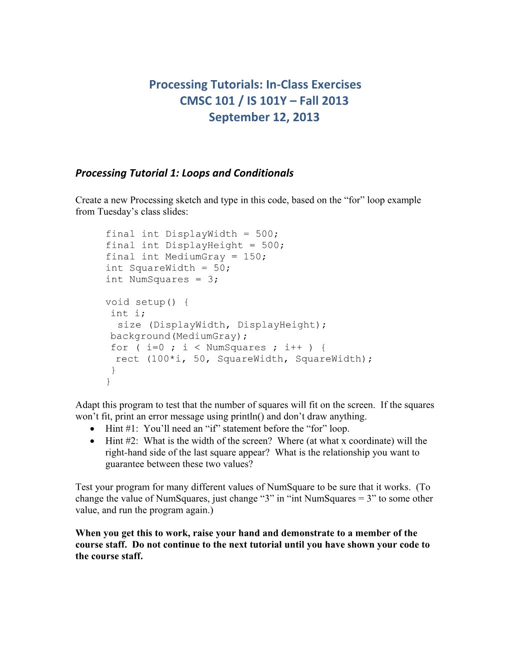 Processing Tutorial 1: Loops