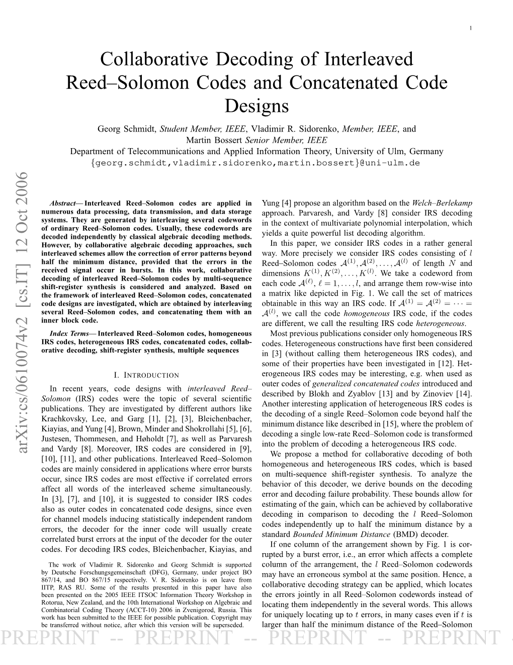 Collaborative Decoding of Interleaved Reed–Solomon Codes And