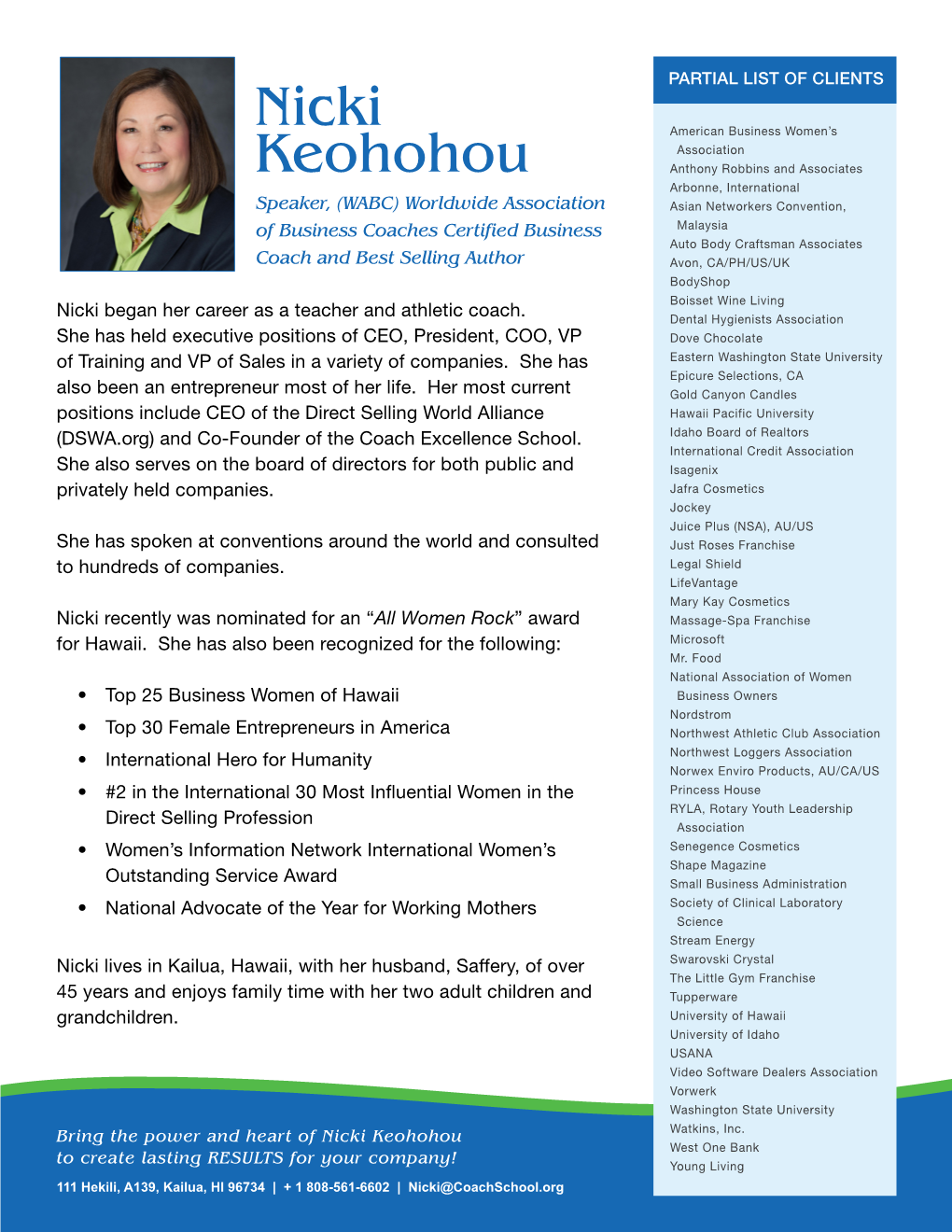 Nicki Keohohou Watkins, Inc