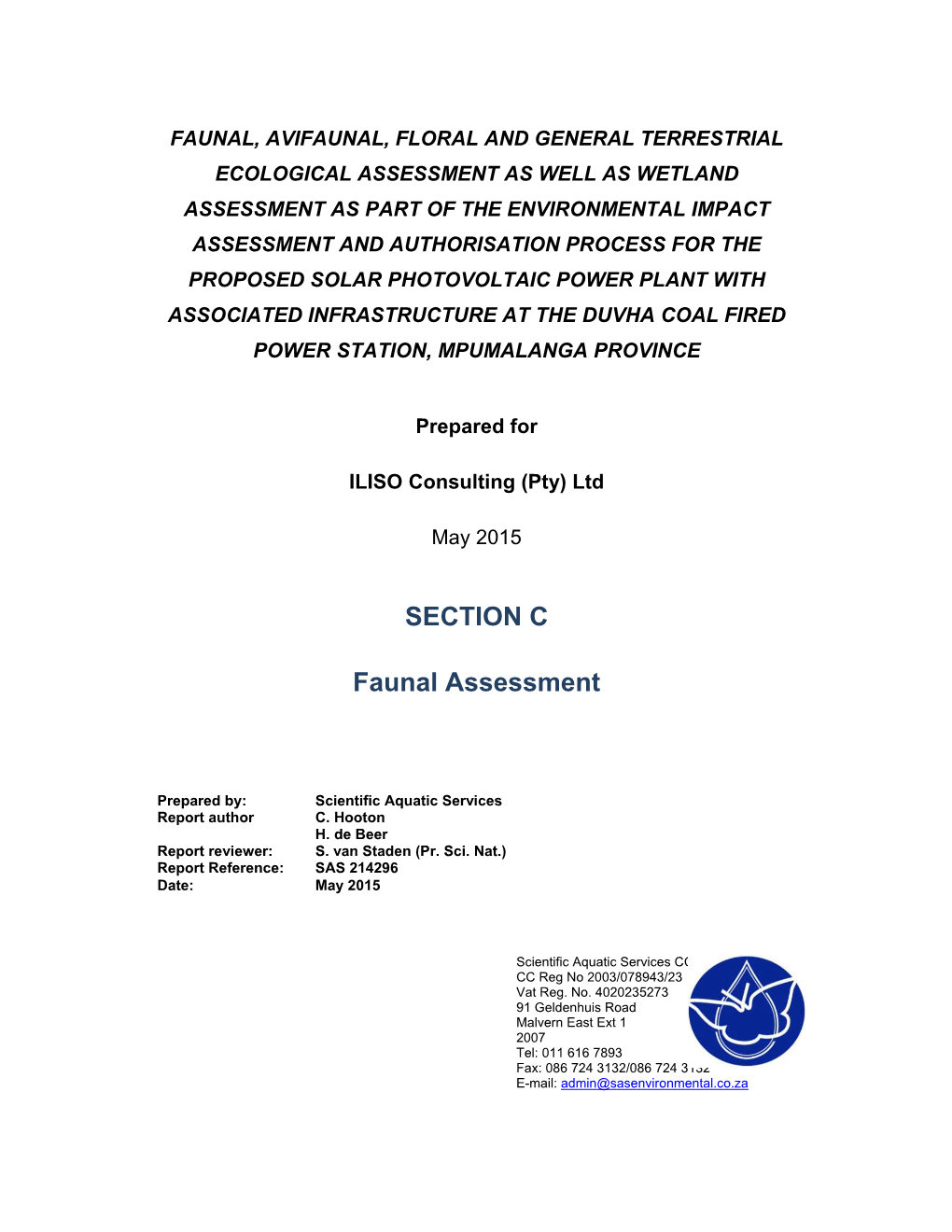 SECTION C Faunal Assessment