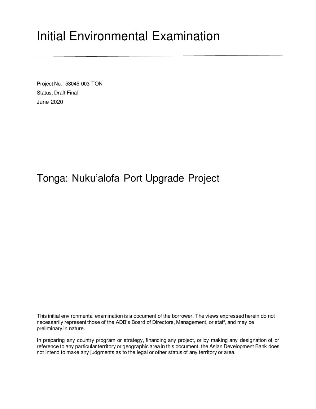 53045-003: Nuku'alofa Port Upgrade Project