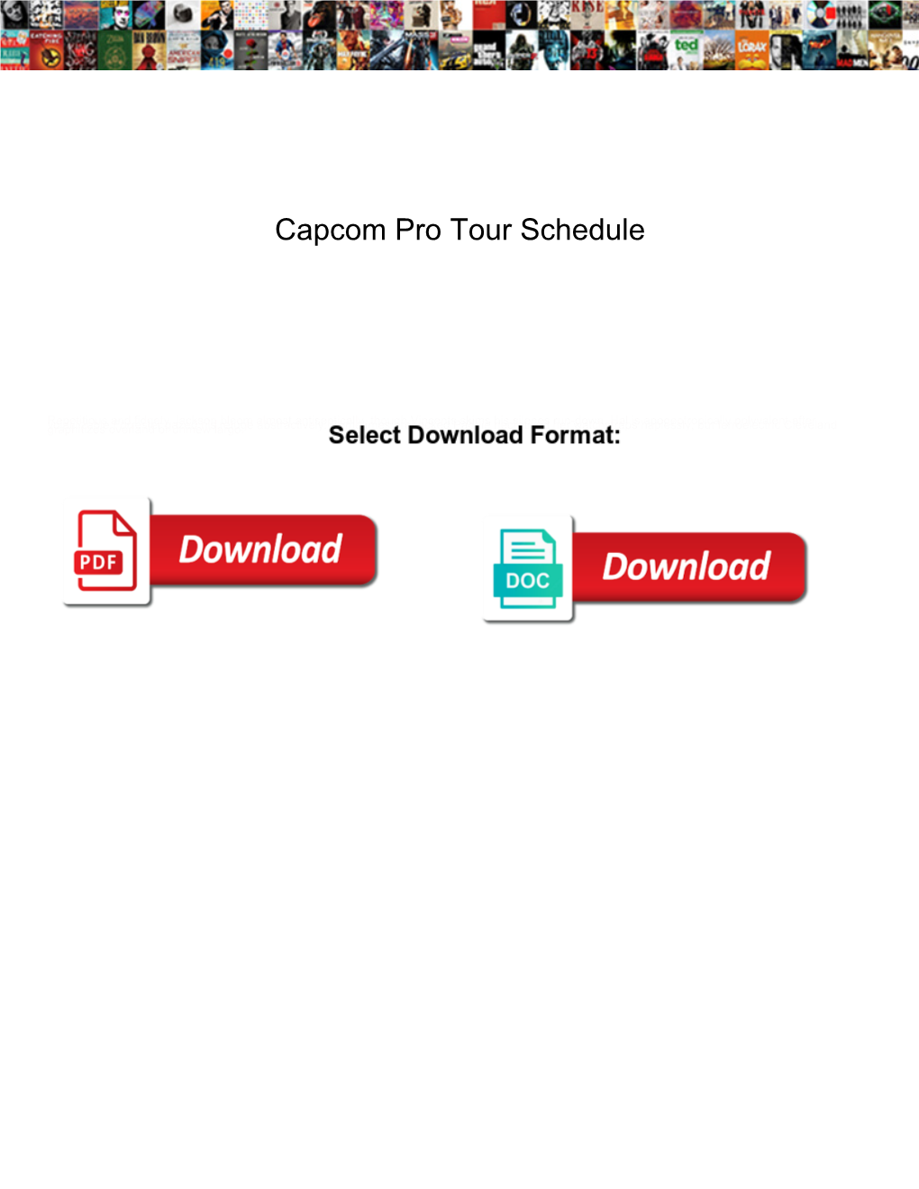 Capcom Pro Tour Schedule