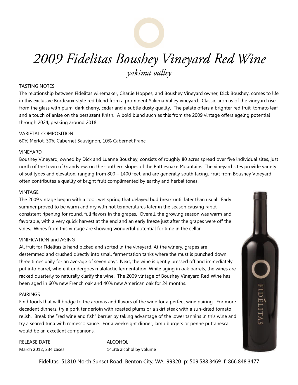 2009 Boushey Vineyard Red Wine