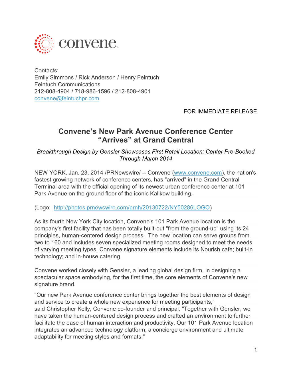 Convene's New Park Avenue Conference Center “Arrives”