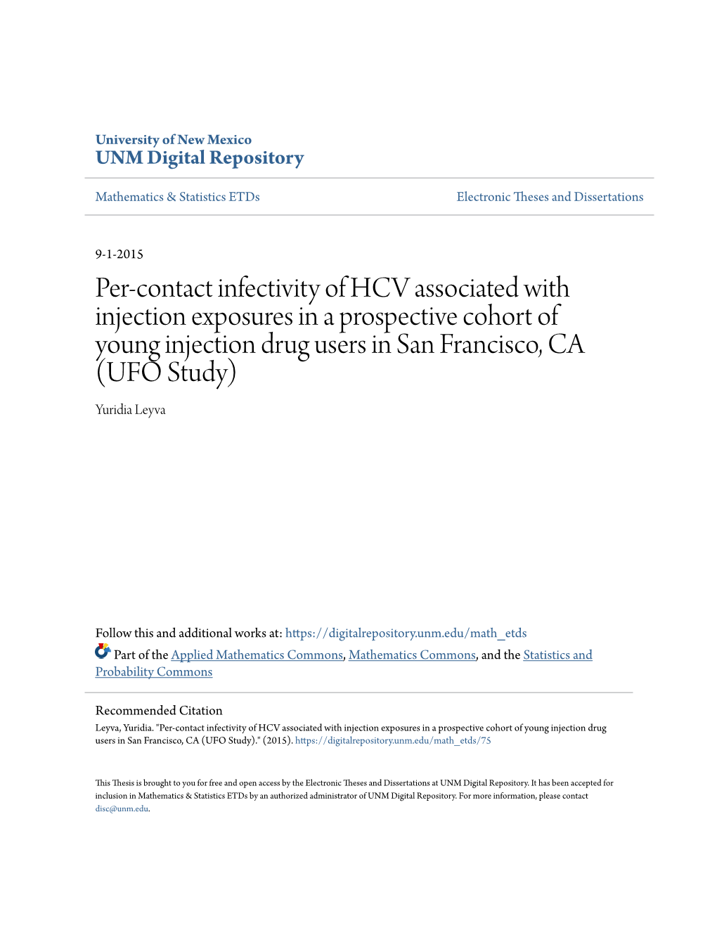 Per-Contact Infectivity of HCV Associated with Injection Exposures in a Prospective Cohort of Young Injection Drug Users In