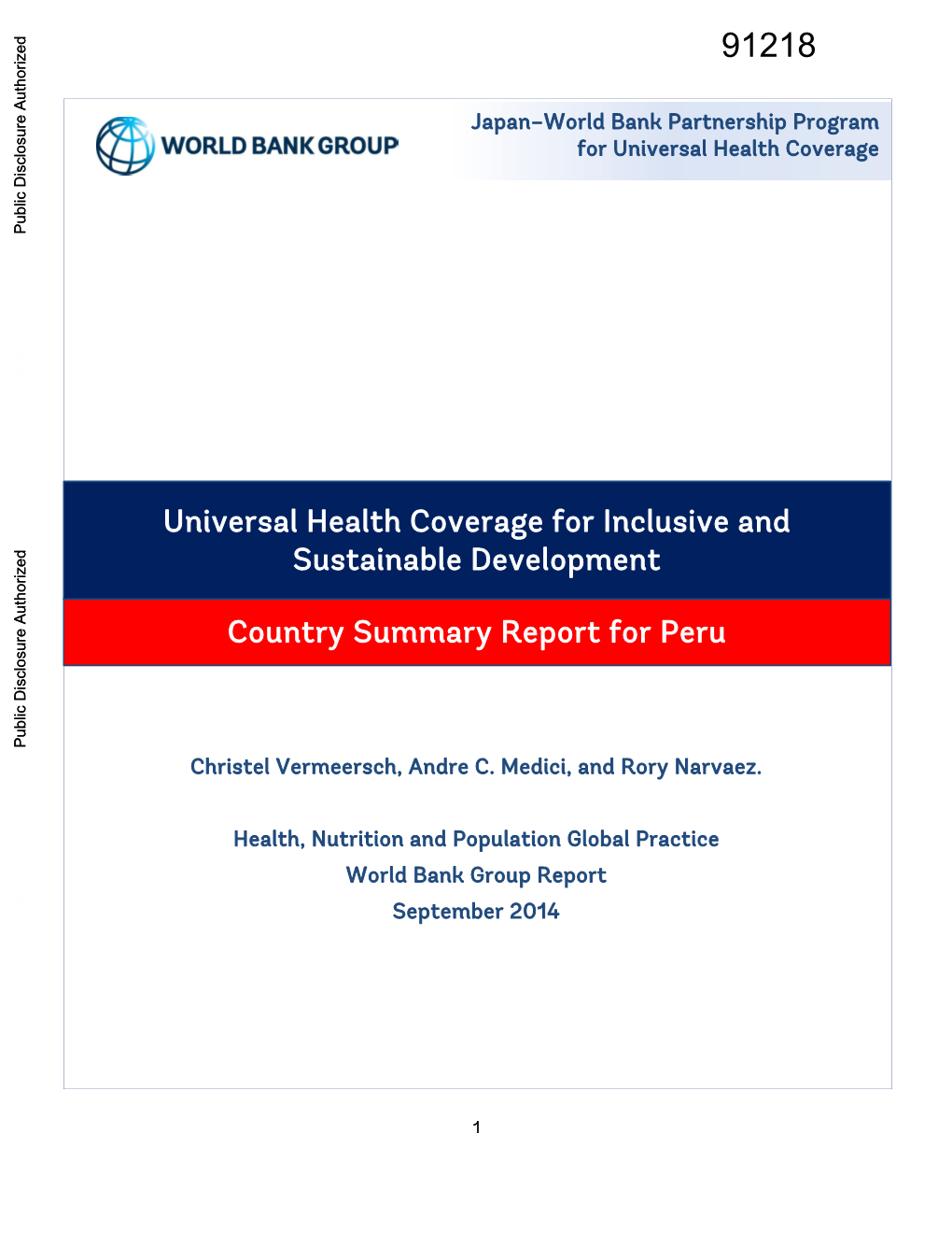 Universal Health Coverage for Inclusive and Sustainable Development