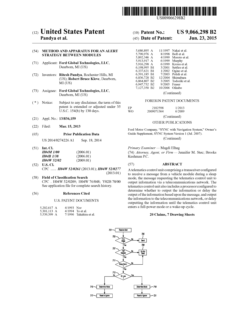 (12) United States Patent (10) Patent No.: US 9,066.298 B2 Pandya Et Al