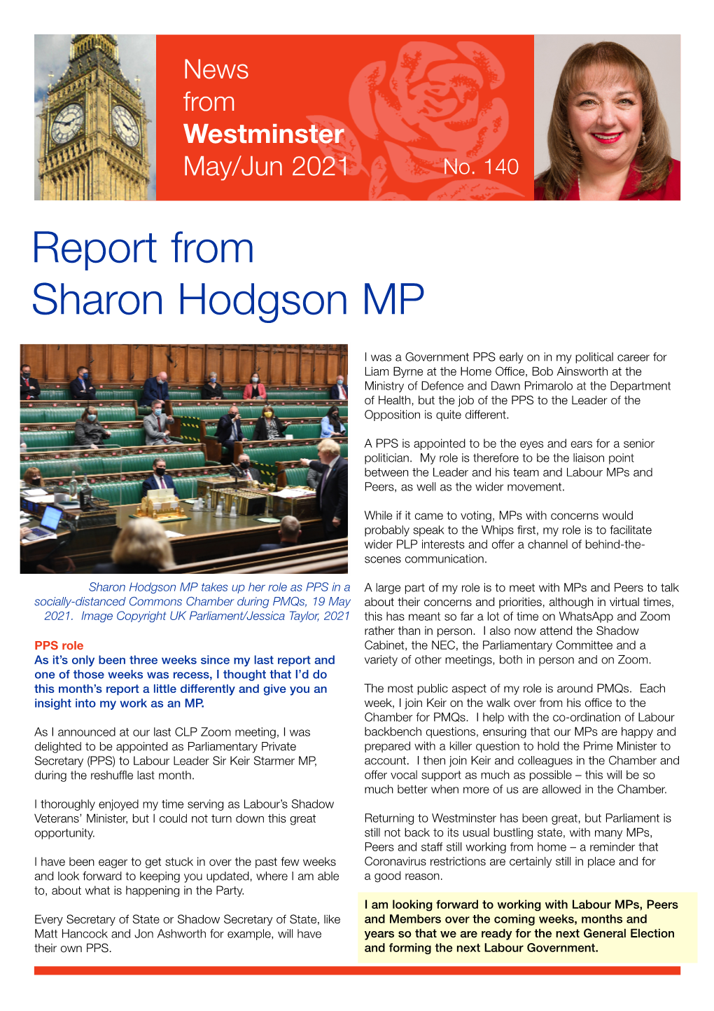 Report from Sharon Hodgson MP