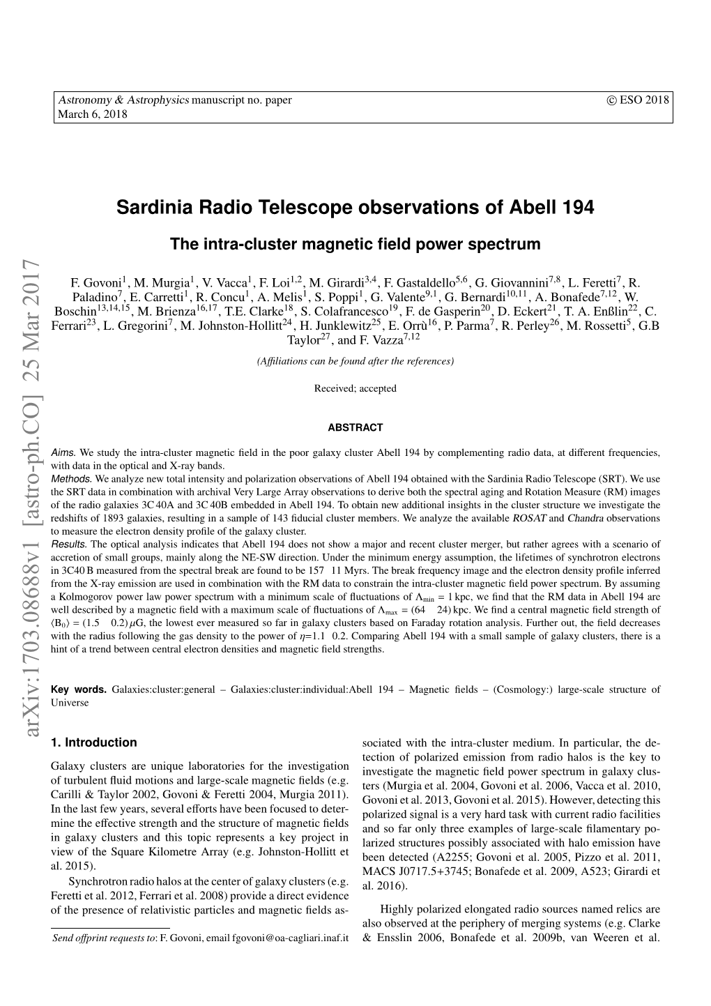 Sardinia Radio Telescope Observations of Abell 194