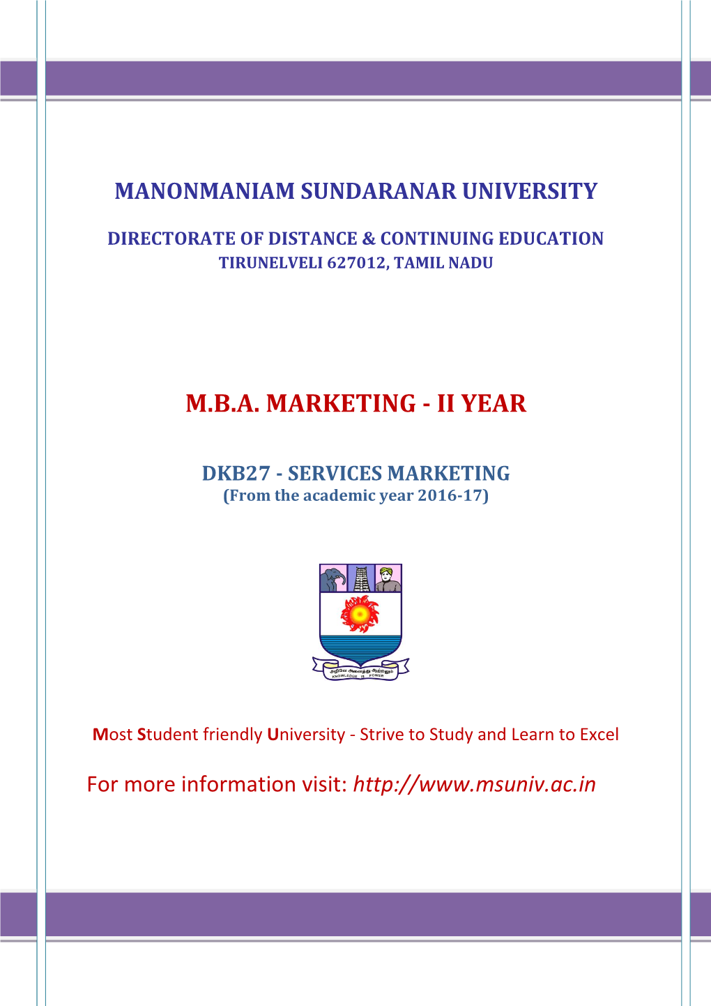 M.B.A. Marketing - Ii Year