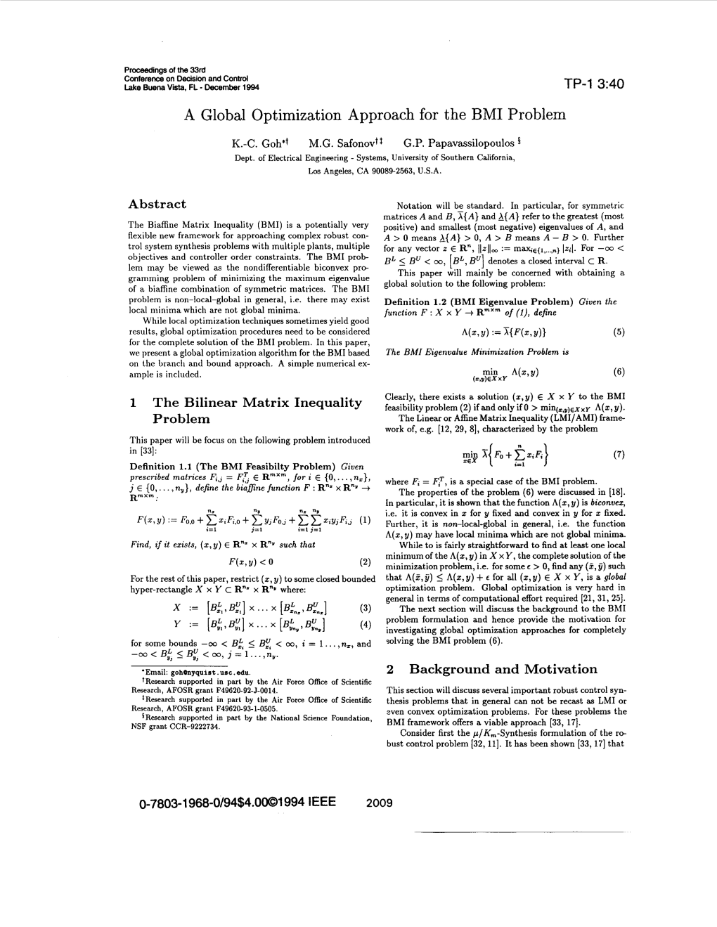 A Global Optimization Approach for the BMI Problem