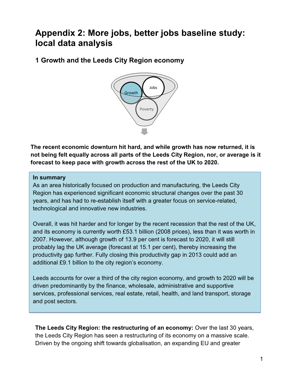 More Jobs, Better Jobs: Baseline Study