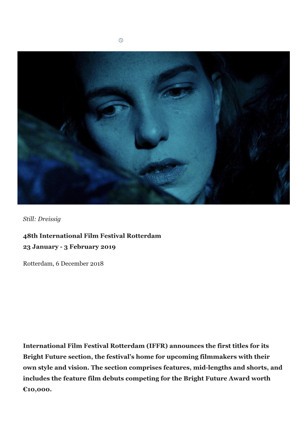 First Selections for IFFR's Bright Future Section