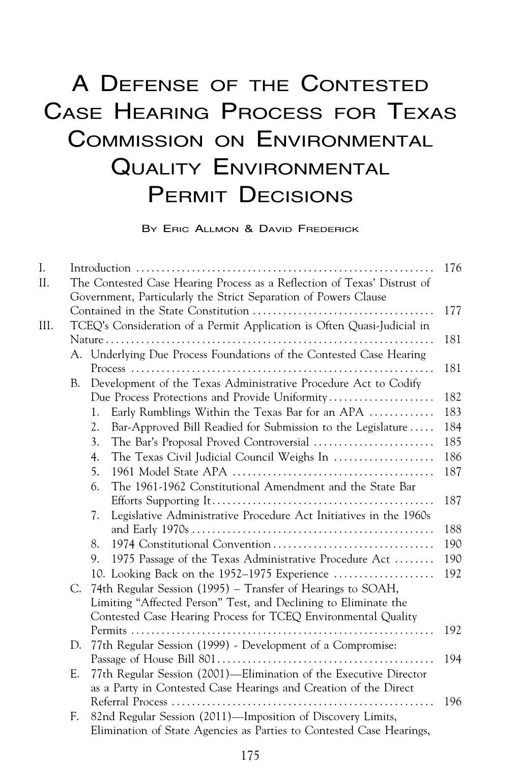 A Defense of the Contested Case Hearing Process for Texas Commission on Environmental Quality Environmental Permit Decisions