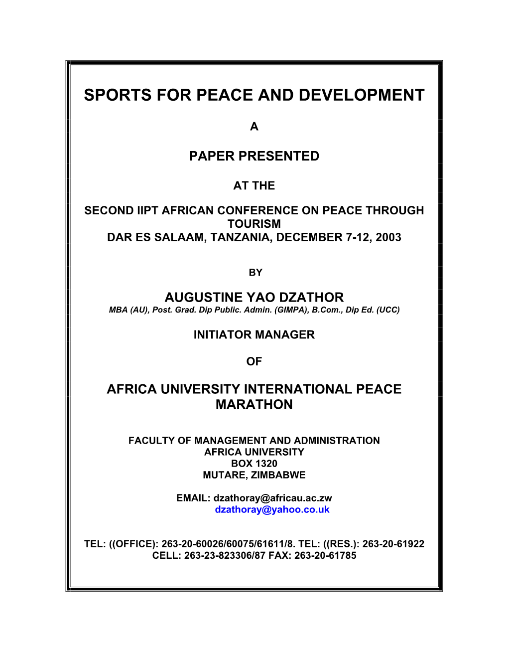 Sports for Peace and Development