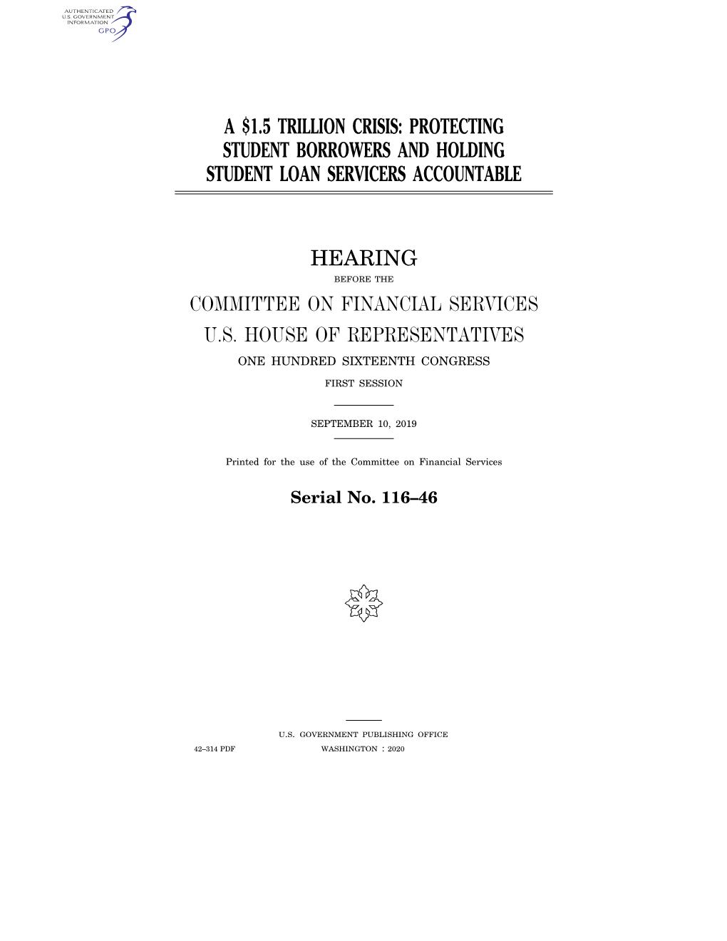 A $1.5 Trillion Crisis: Protecting Student Borrowers and Holding Student Loan Servicers Accountable