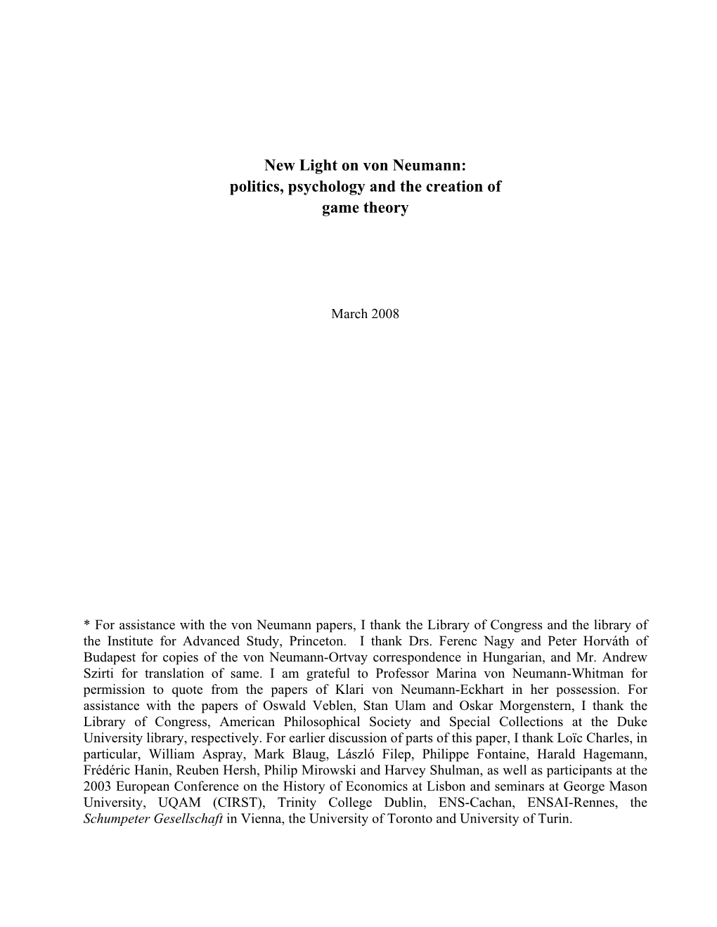 Von Neumann Paper for E