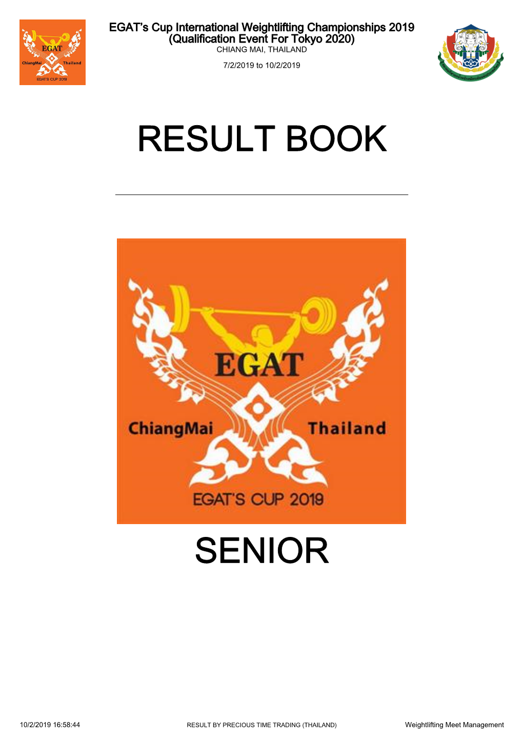 Result Book Senior