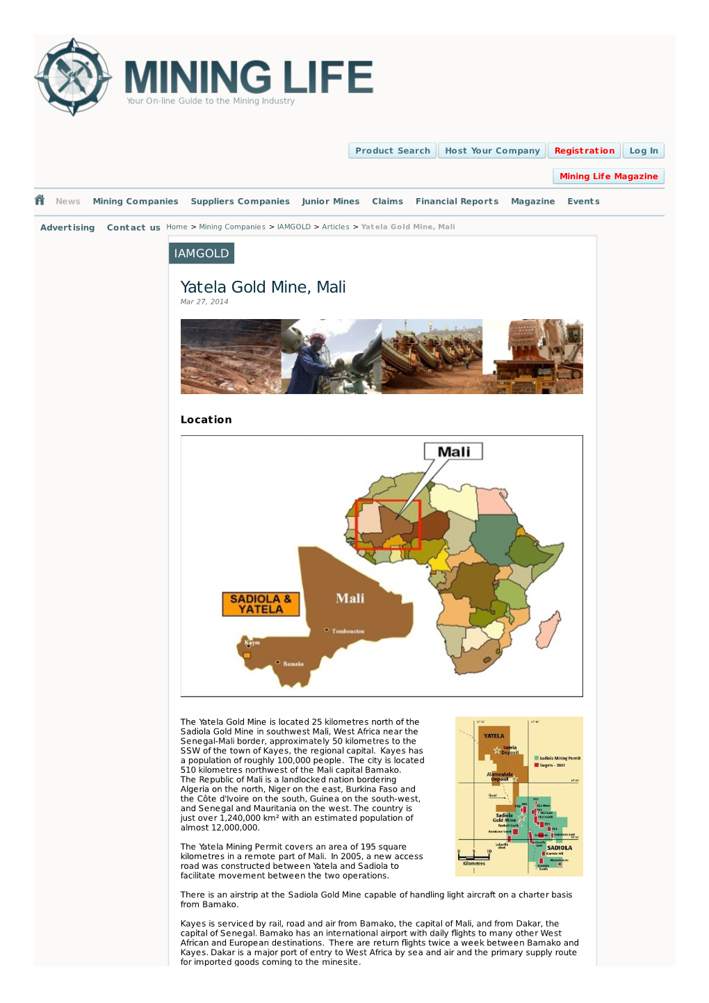 Yatela Gold Mine, Mali Mar 27, 2014