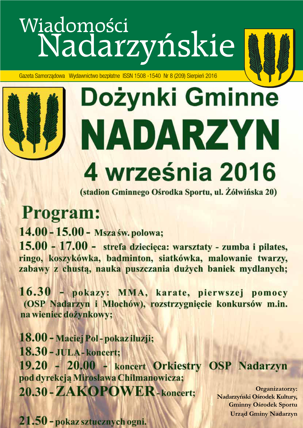 Nadarzyński Ośrodek Kultury, Gminny Ośrodek Sportu Urząd Gminy Nadarzyn Wiadomości Nadarzyńskie