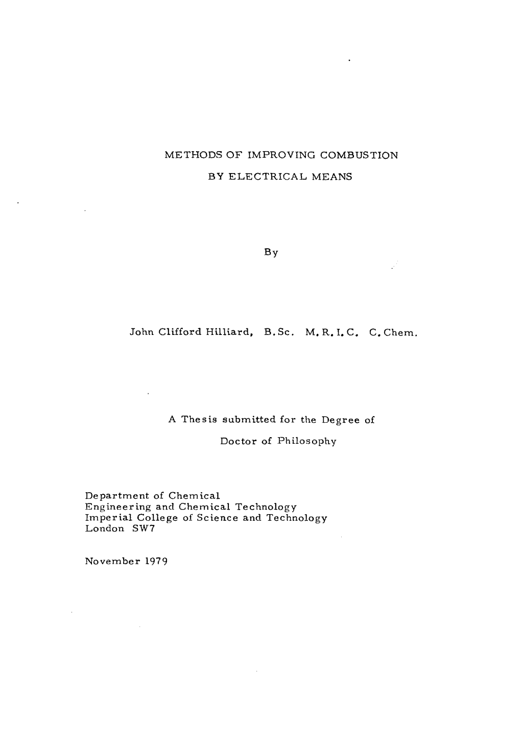 Methods of Improving Combustion by Electrical