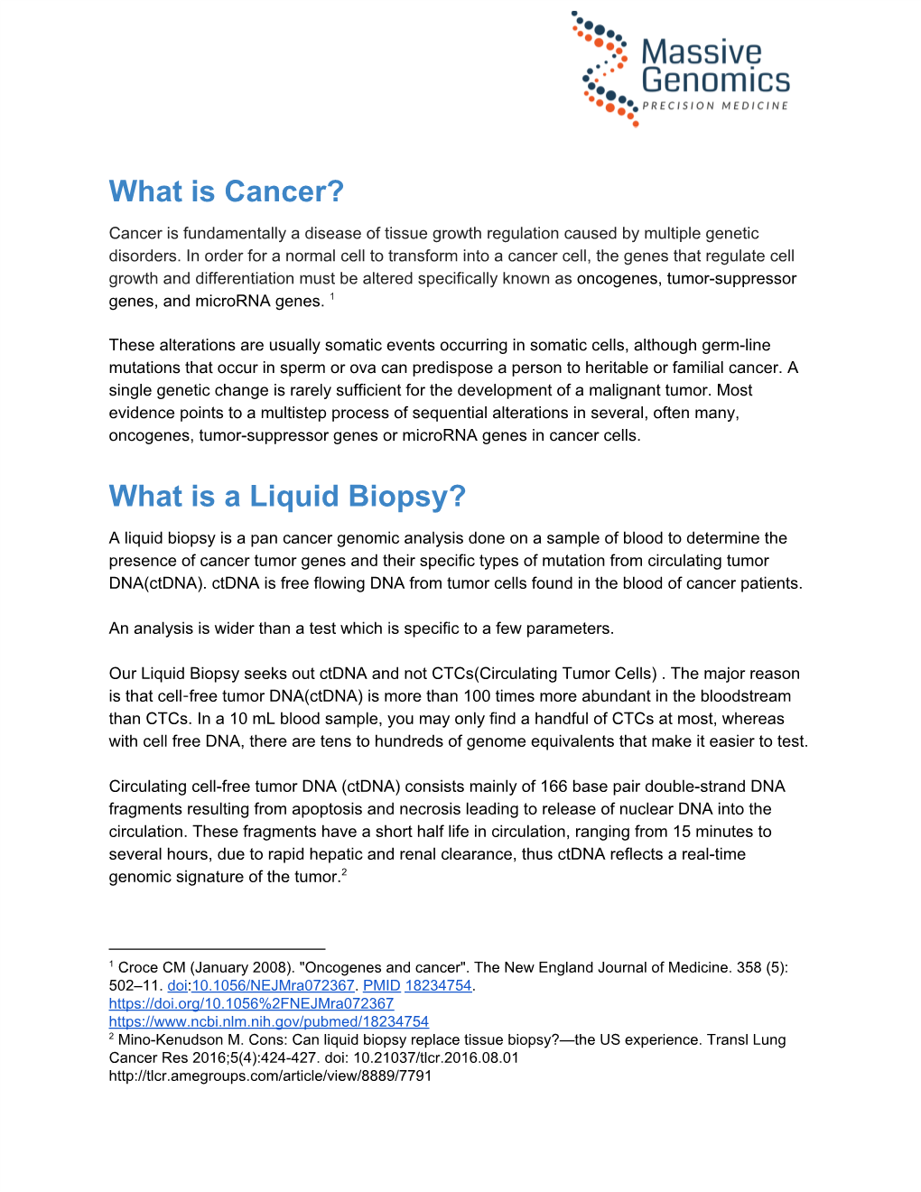 What Is Cancer? What Is a Liquid Biopsy?