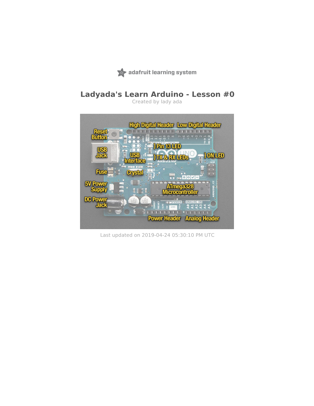 Ladyada's Learn Arduino - Lesson #0 Created by Lady Ada