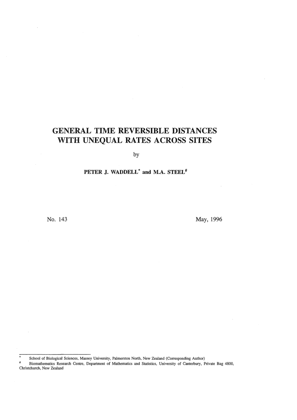 General Time Reversible Distances with Unequal Rates Across Sites