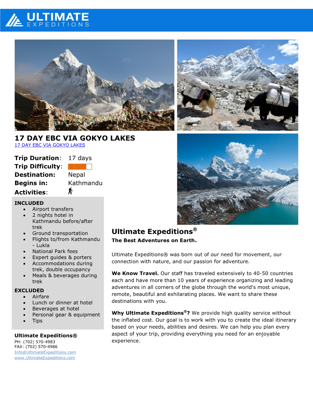 17 DAY EBC VIA GOKYO LAKES Ultimate Expeditions®