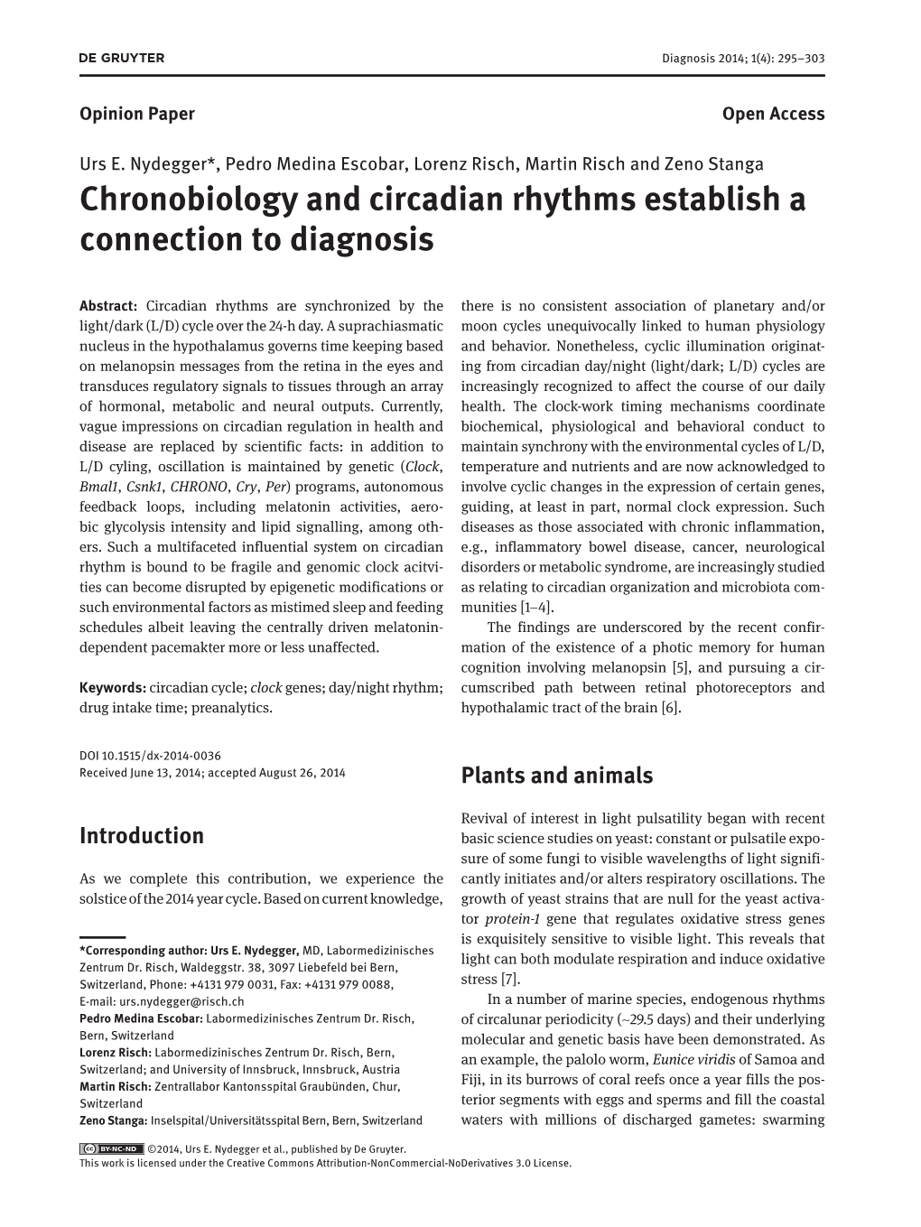Chronobiology and Circadian Rhythms Establish a Connection to Diagnosis