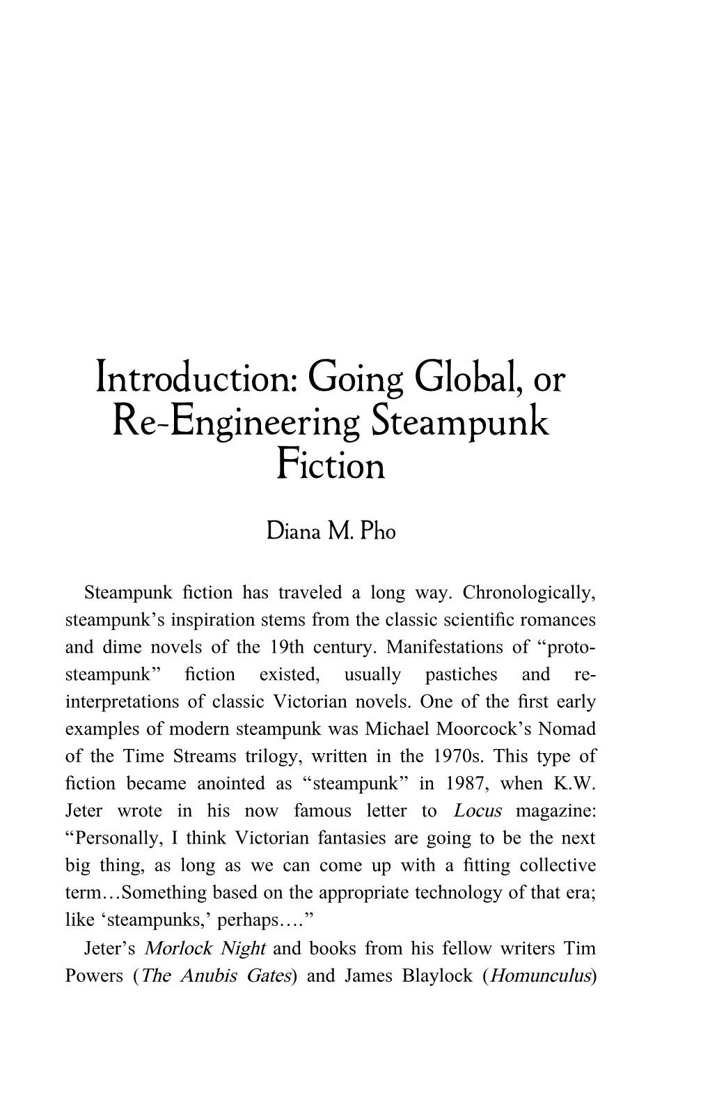 Introduction: Going Global, Or Re-Engineering Steampunk Fiction