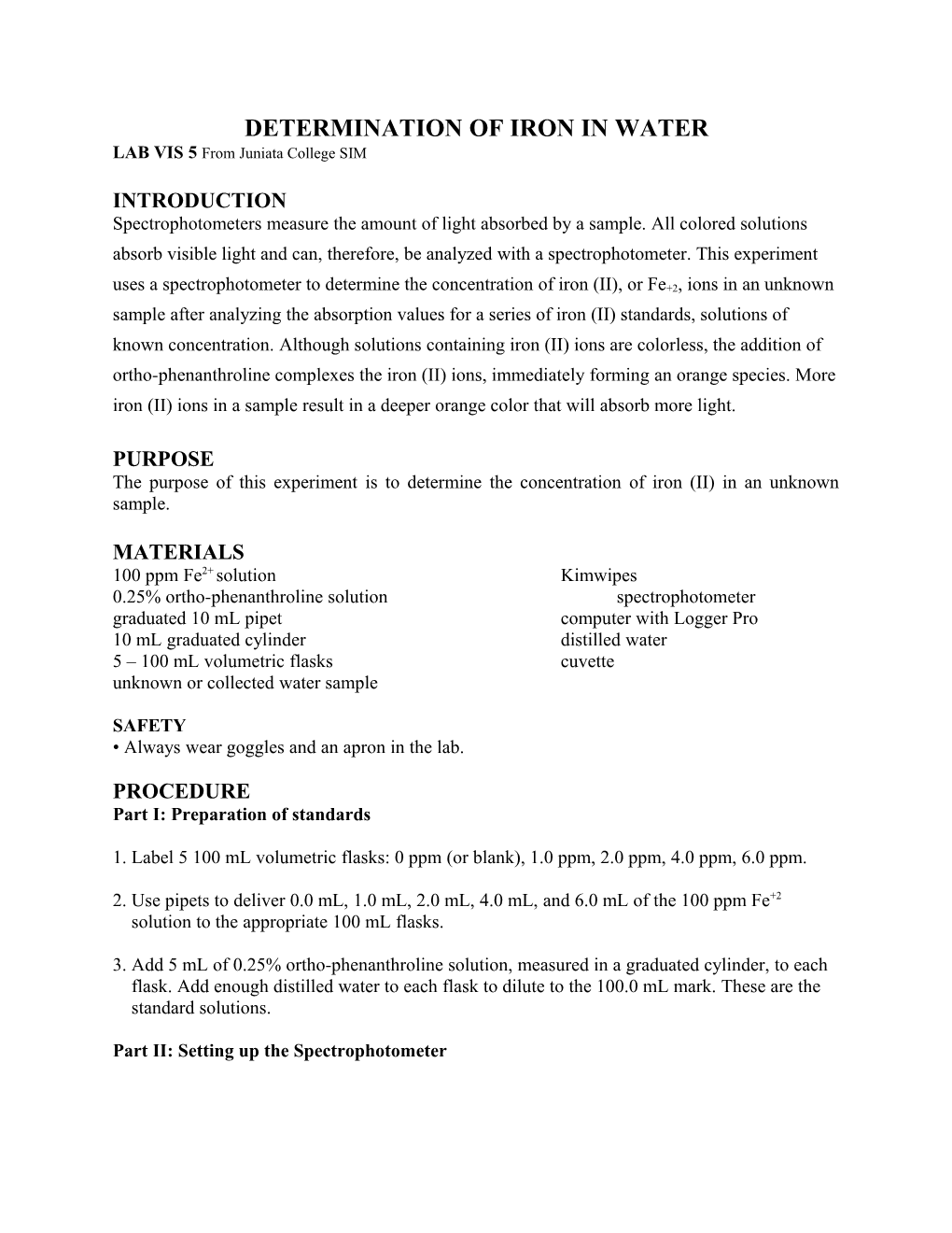 Determination of Iron in Water s1