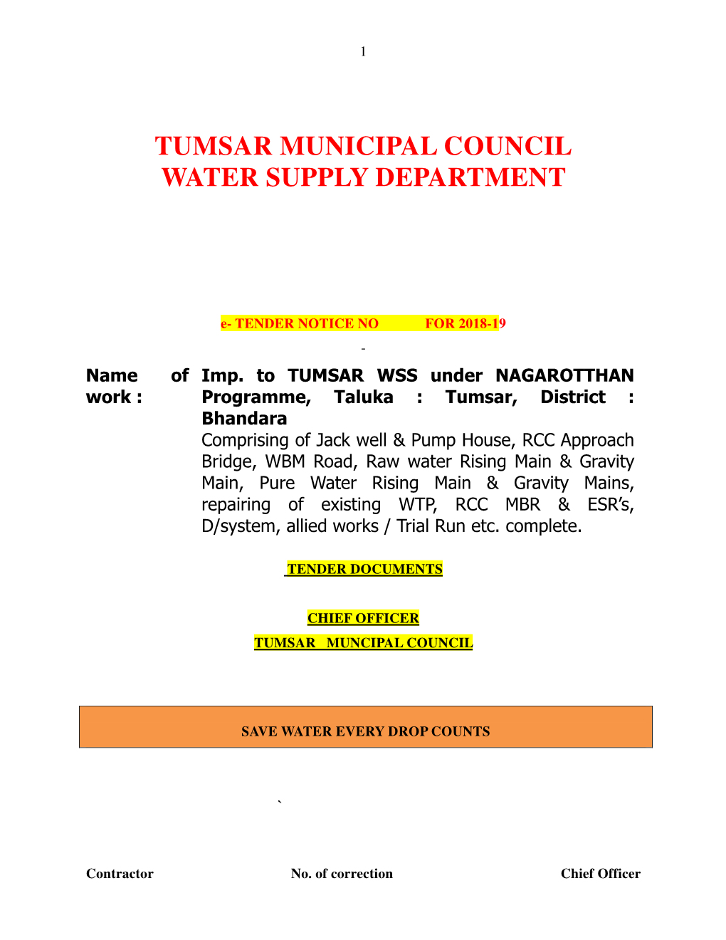 Tumsar Municipal Council Water Supply Department