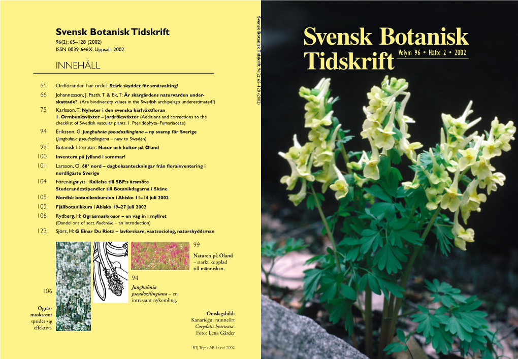 Svensk Botanisk Tidskrift 96(2): 65–128 (2002)