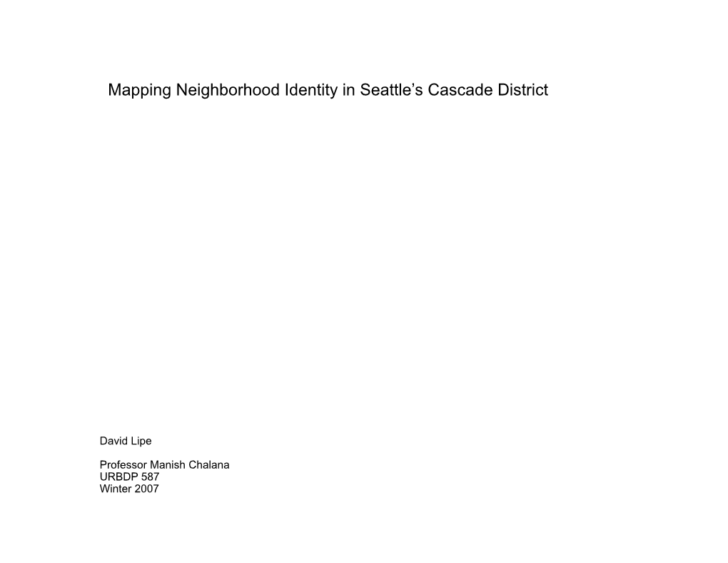Mapping Neighborhood Identity in Seattle's Cascade District