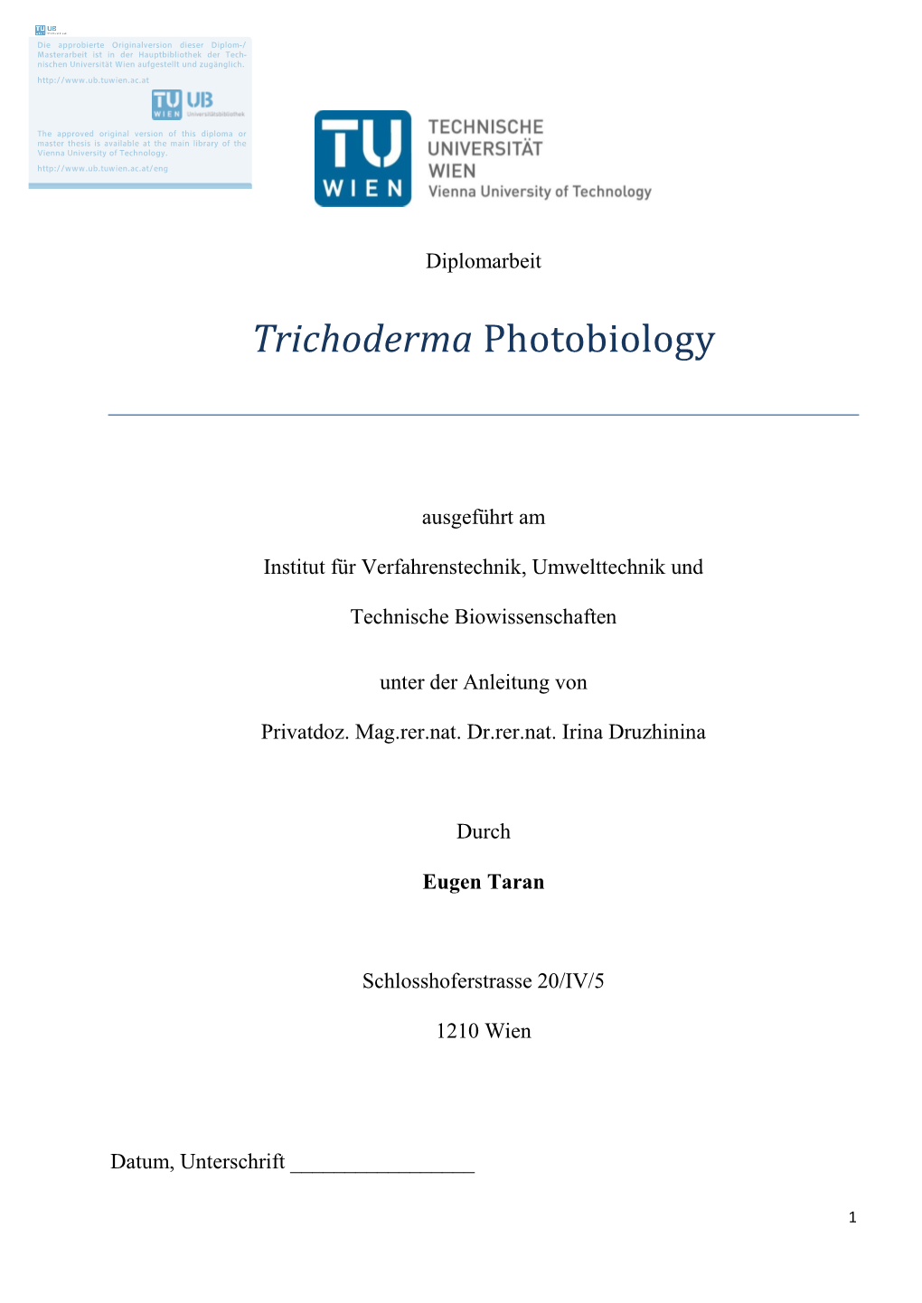 Trichoderma Photobiology