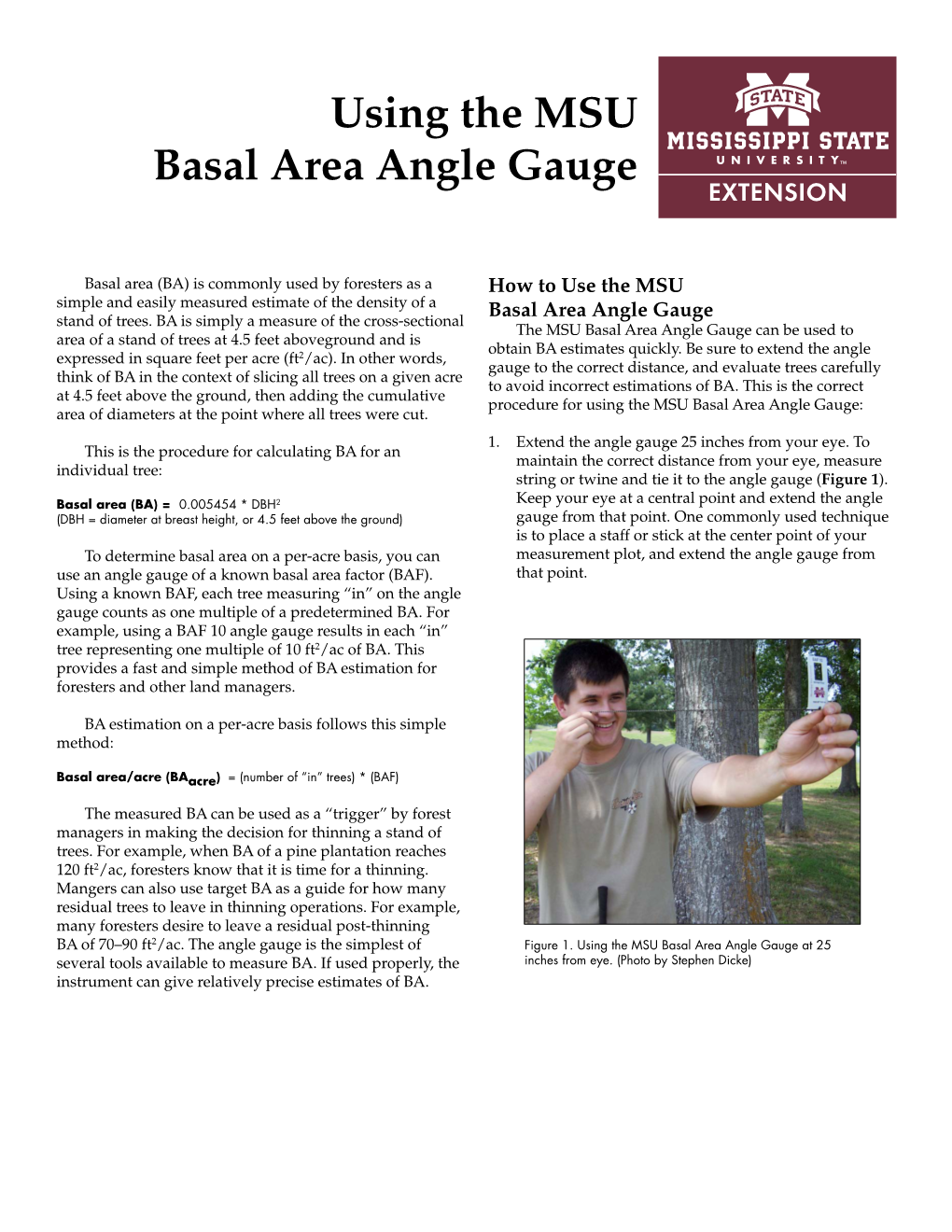 Using the MSU Basal Area Angle Gauge