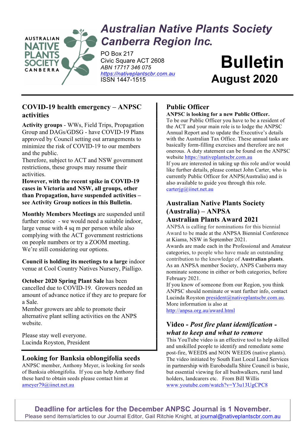 August 2020 Bulletin