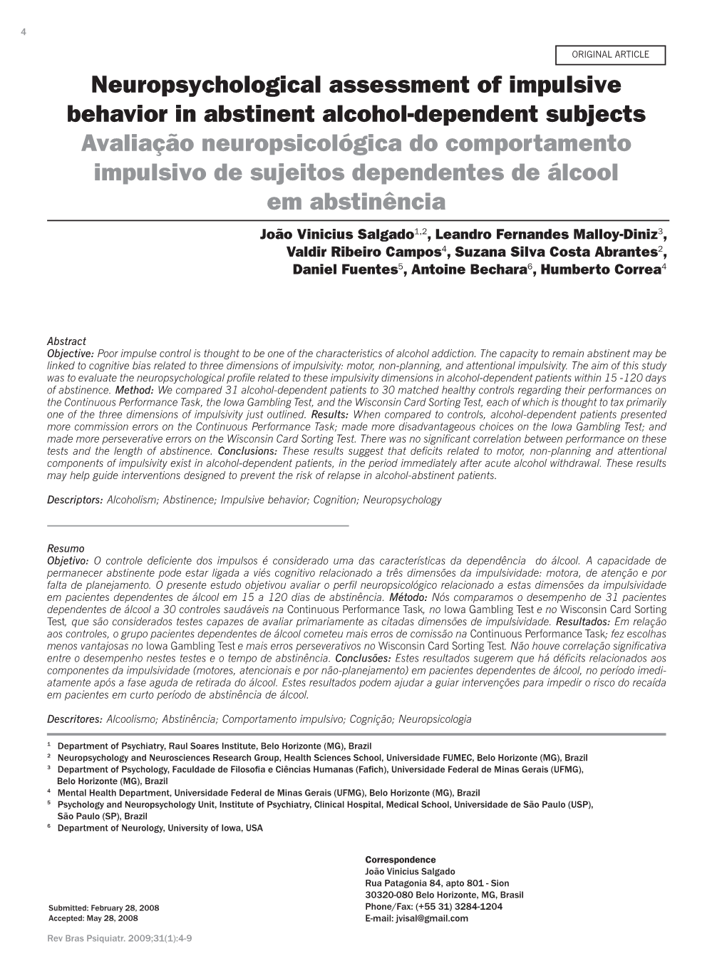 Neuropsychological Assessment of Impulsive Behavior in Abstinent