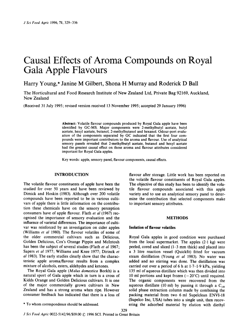 Causal Effects of Aroma Compounds on Royal Gala Apple Flavours