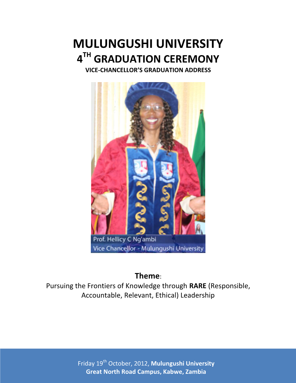 4Th Mulungushi University Graduation Ceremony Speech