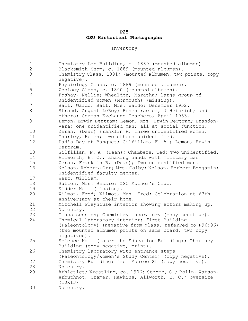 A Preliminary Container List