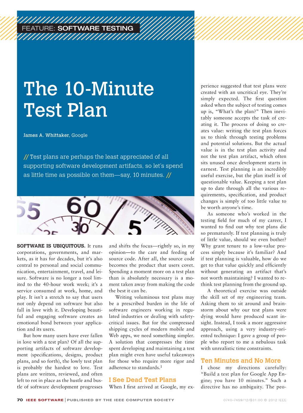 The 10-Minute Test Plan