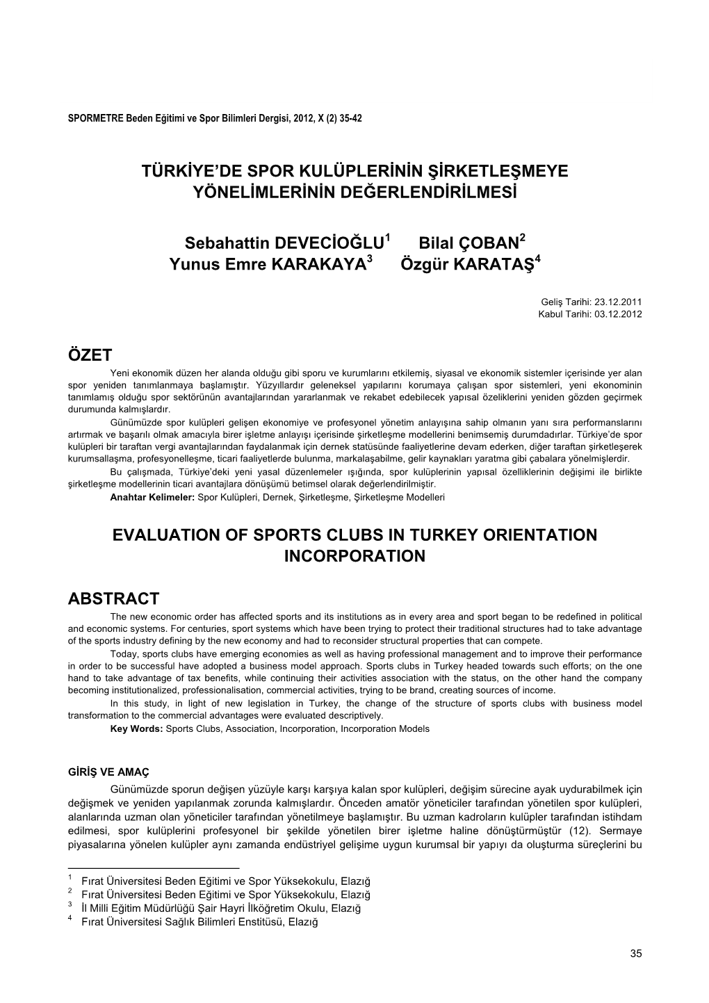 Türkiye'de Spor Kulüplerinin Şirketleşmeye