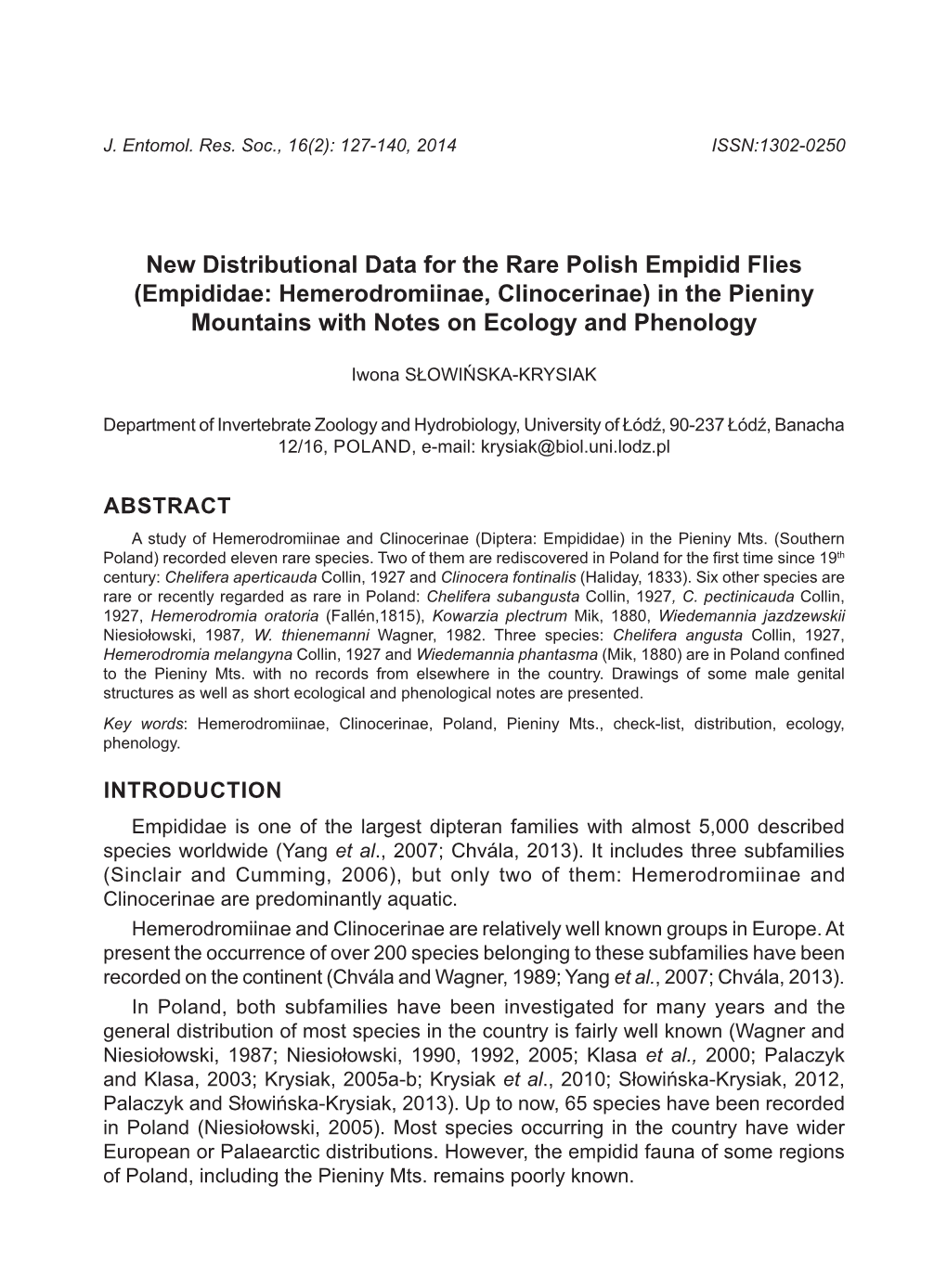 Empididae: Hemerodromiinae, Clinocerinae) in the Pieniny Mountains with Notes on Ecology and Phenology