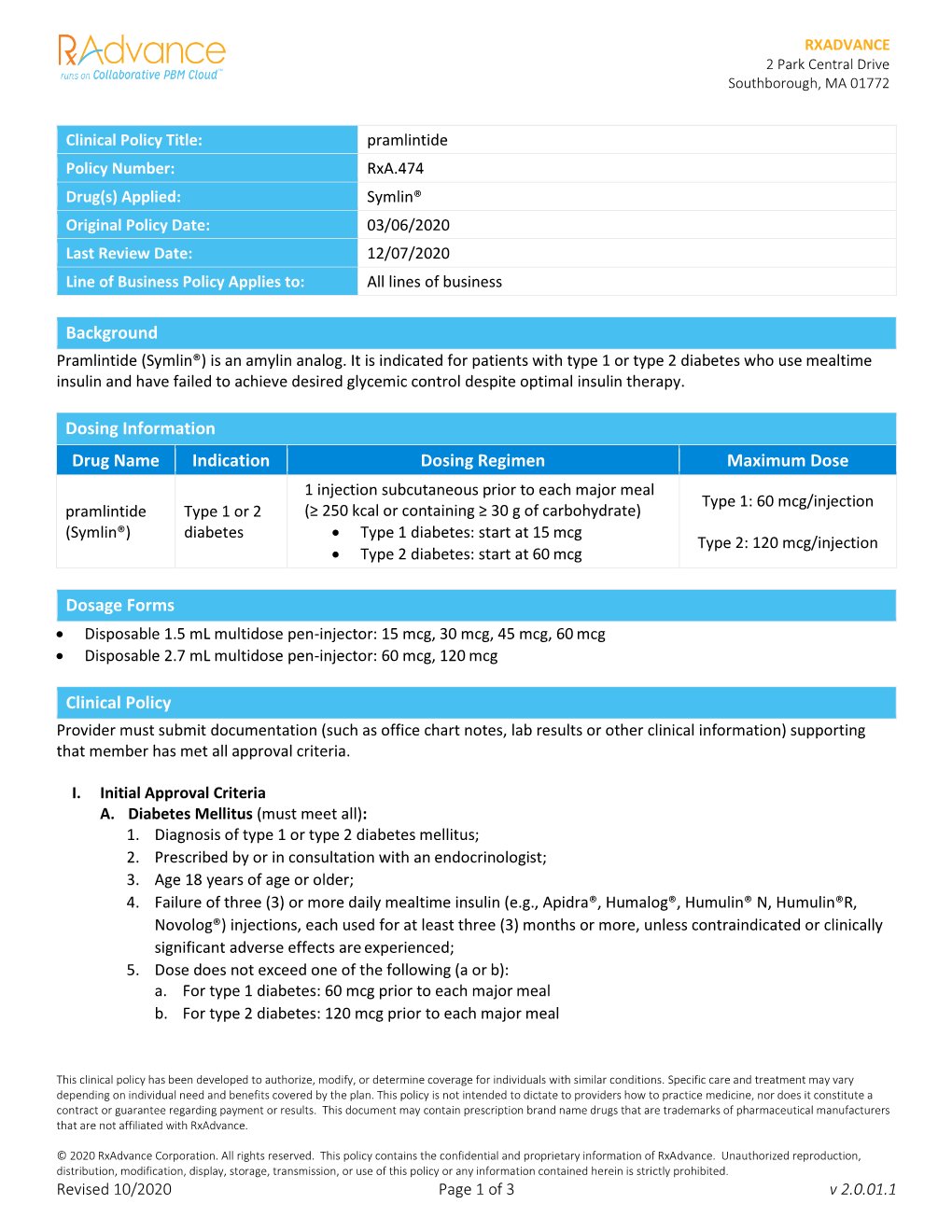 Background Dosing Information Drug Name Indication Dosing Regimen